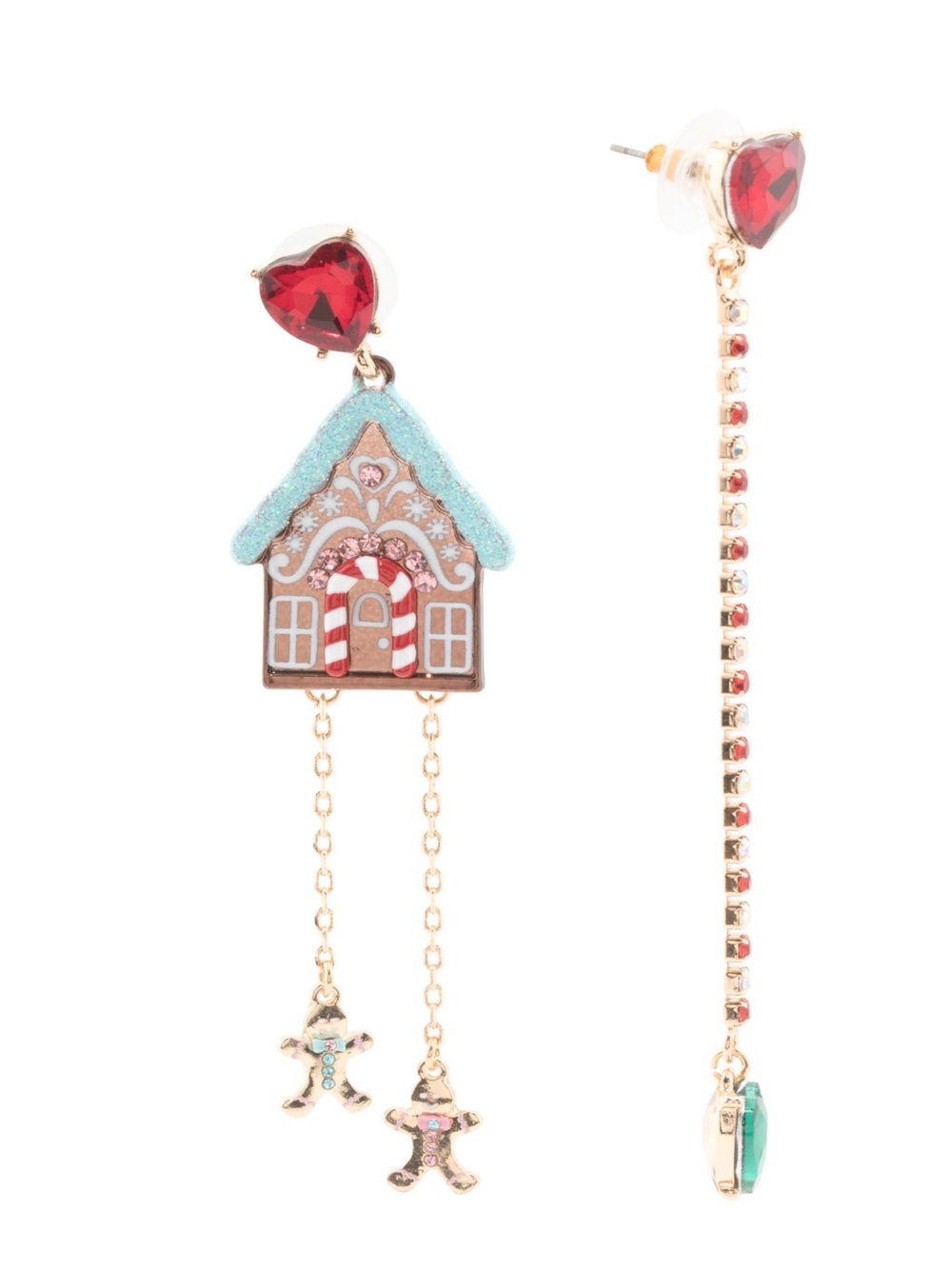 BETSEY JOHNSON
gingerbread house mismatch earrings